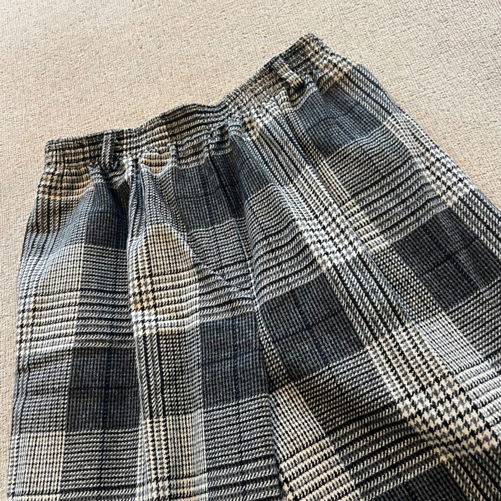 Vintage Bar Harbor Sportswear Plaid Wool Blend Trousers Grey Black Size 14 USA